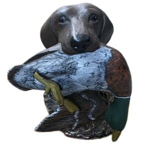 Labrador Retriever Hunting Puppy Dog Brown Chocolate  with Duck